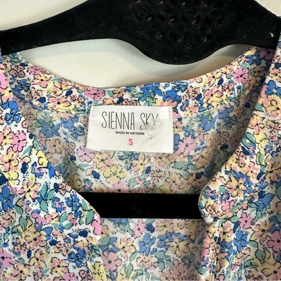 Sienna Sky | Pastel Colorful Floral Ruffle Fit and Flare Mini Dress Size Small - Picture 6 of 7